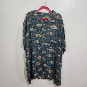 The Foundry Supply Co. Hawaiian Palm Tree Tropical Button Down Shirt Size 4X Men